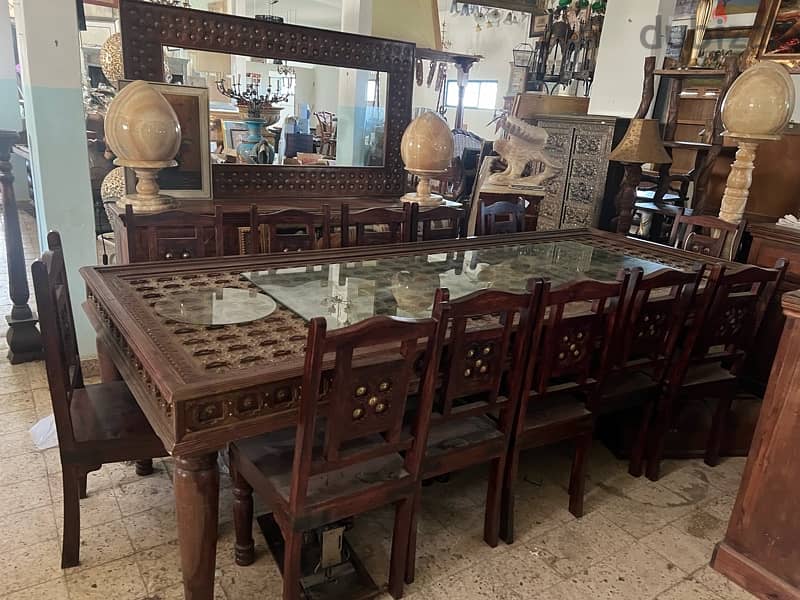 solid wood teak dining with 14 chair mirror and dersoir 5