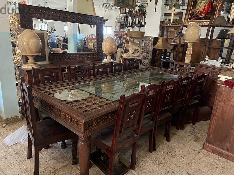 solid wood teak dining with 14 chair mirror and dersoir 8
