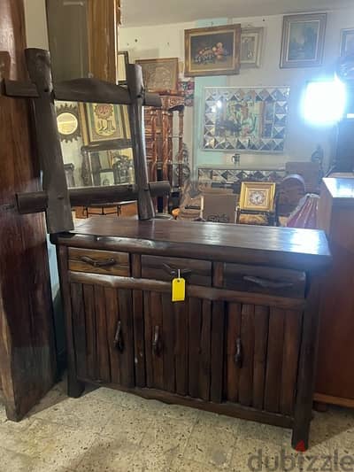 solid wood console with mirror