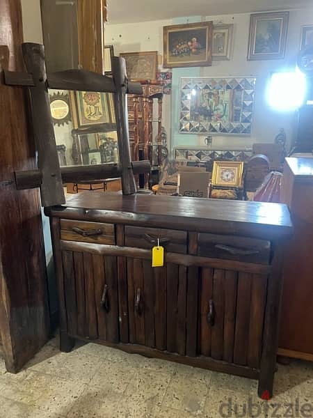 solid wood console with mirror 0