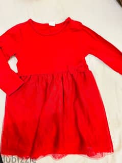 red dress H&M size 1.5-2 years long sleeves