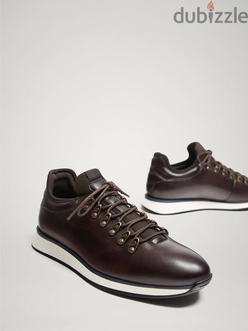 MASSIMO DUTTI - LIMITED EDITION BROWN LEATHER SNEAKERS 6
