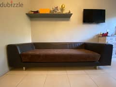 leather and fabric 3-seater 0
