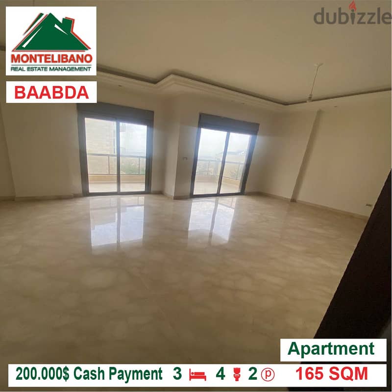 200.000$ Cash Payment!! Apartment for sale in Baabda!! 1