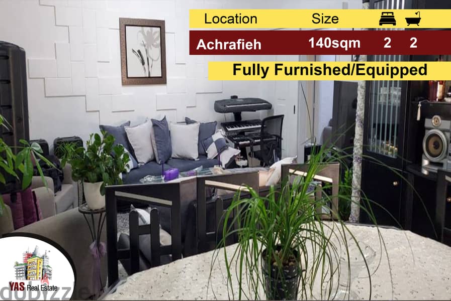 Achrafieh 140m2 | Renovated | View | Furnished/Equipped |AA 0