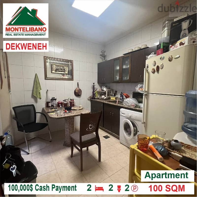 100,000$ Cash Payment!! Apartment for sale in Dekwaneh !! 2