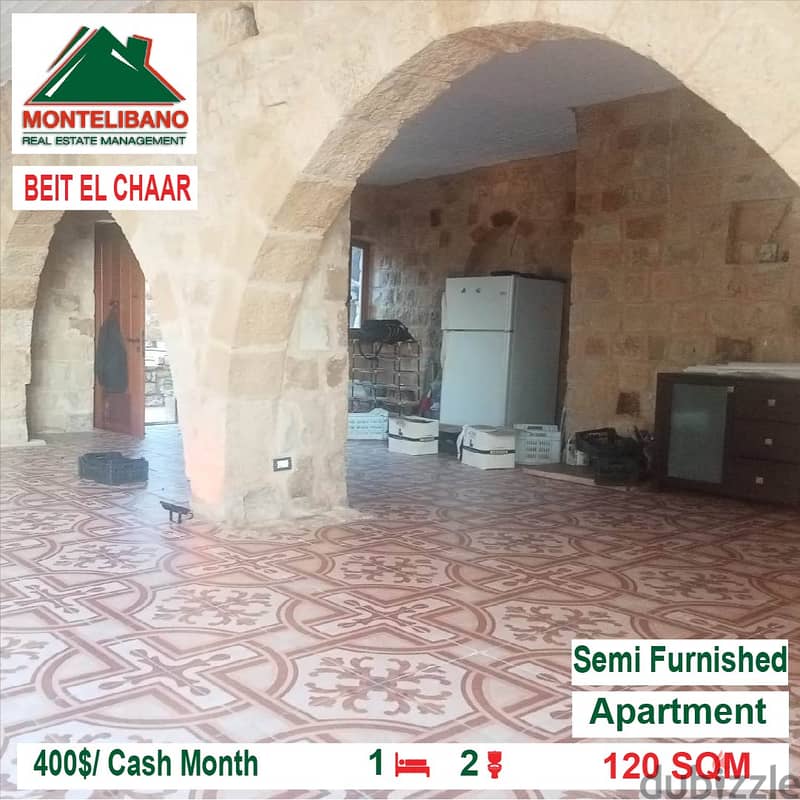 400$/Cash Month!! Apartment for rent in Beit El Chaar!! 1