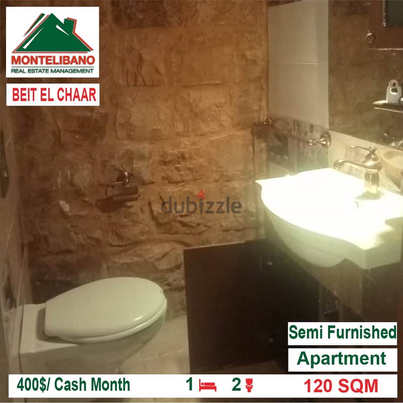 400$/Cash Month!! Apartment for rent in Beit El Chaar!! 4