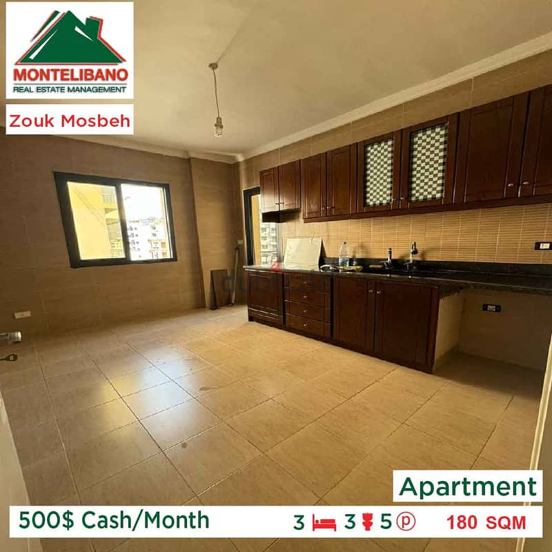 500$ Cash/Month!! Apartment for rent in Zouk Mosbeh!! 1