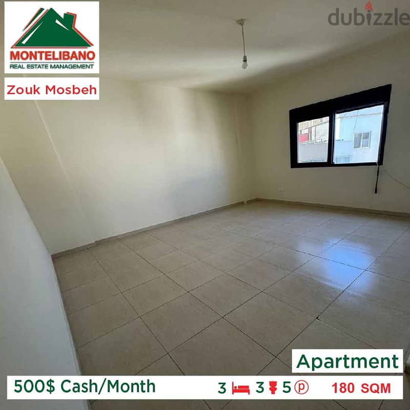 500$ Cash/Month!! Apartment for rent in Zouk Mosbeh!! 2