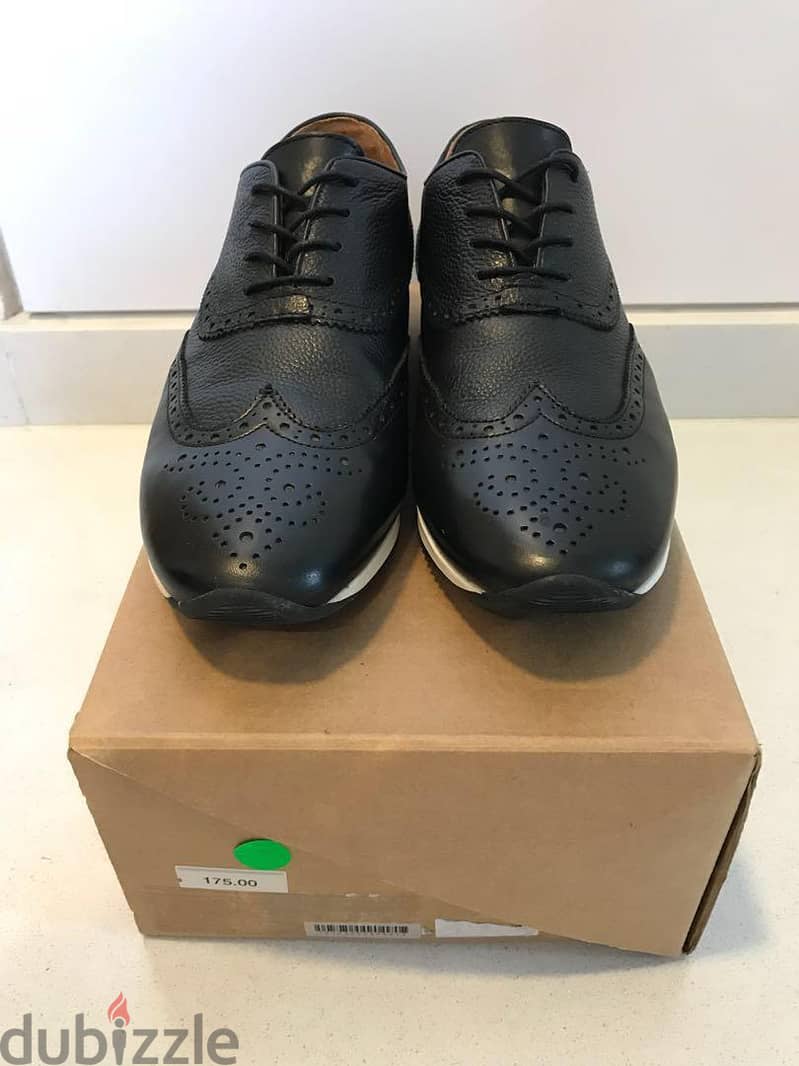 MASSIMO DUTTI - MEN'S SS BLACK LEATHER BROGUE SNEAKERS 3