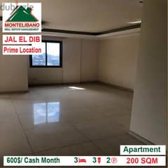600$/Cash Month!! Apartment for rent in Jal El Dib!! 0
