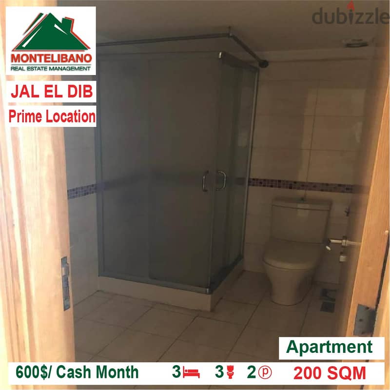 600$/Cash Month!! Apartment for rent in Jal El Dib!! 3