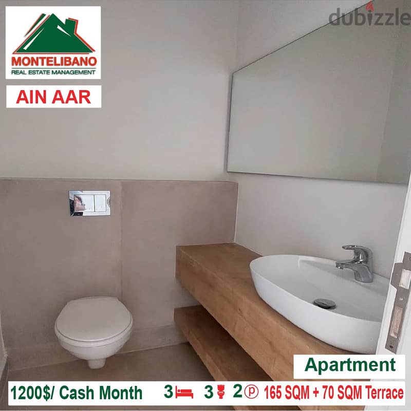 1200$/Cash Month!! Apartment for rent in Ain Aar!! 3