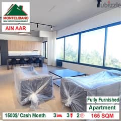 1500$/Cash Month!! Apartment for rent in Ain Aar!!