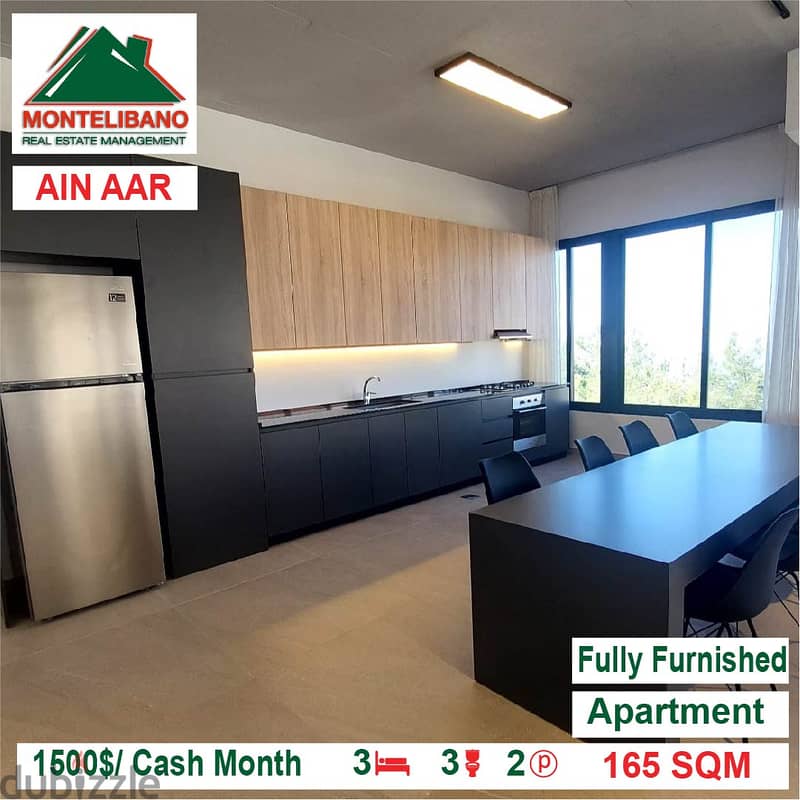 1500$/Cash Month!! Apartment for rent in Ain Aar!! 1