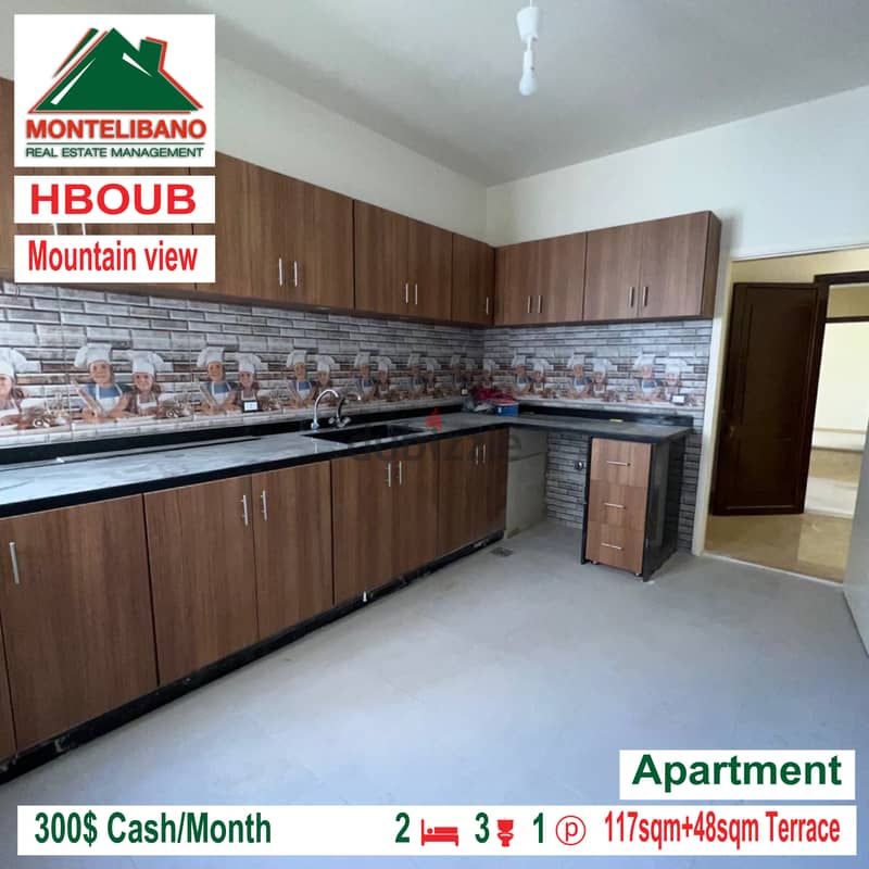 Open mountain view apartment for rent in HBOUB!!! 1