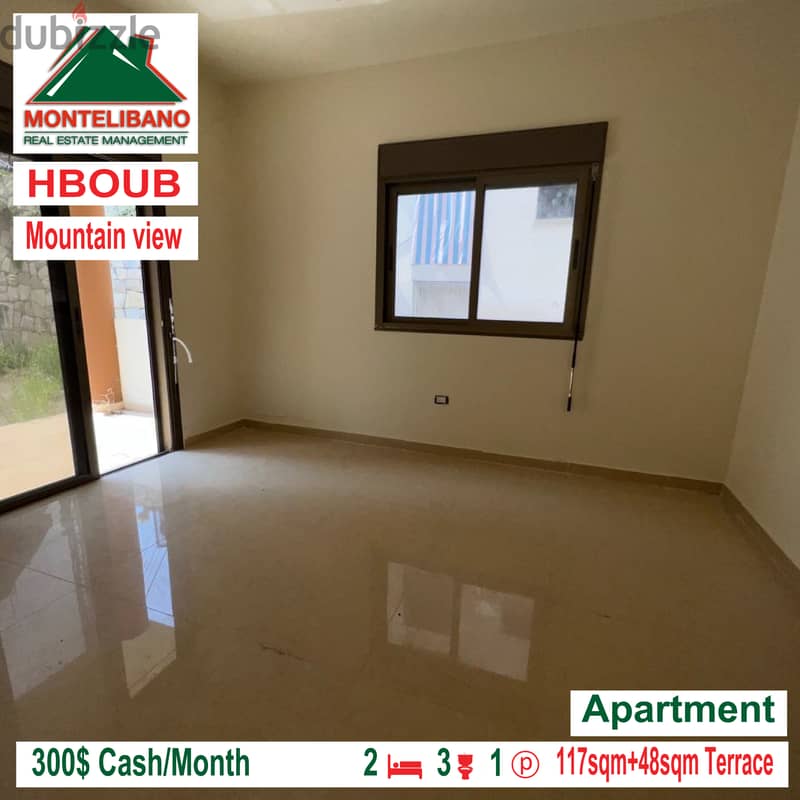 Open mountain view apartment for rent in HBOUB!!! 4