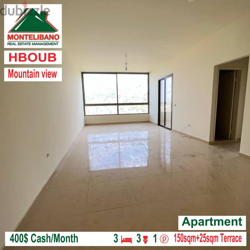 Open mountain view apartment for rent in HBOUB!!! 2