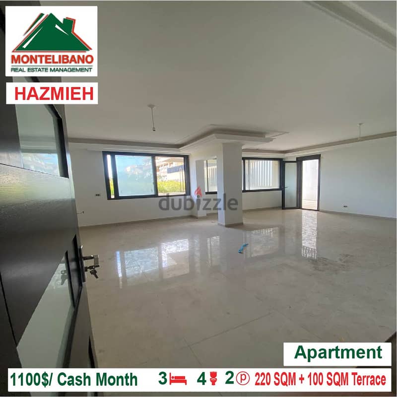 1100$/Cash Month!! Apartment for rent in Hazmieh!! 1