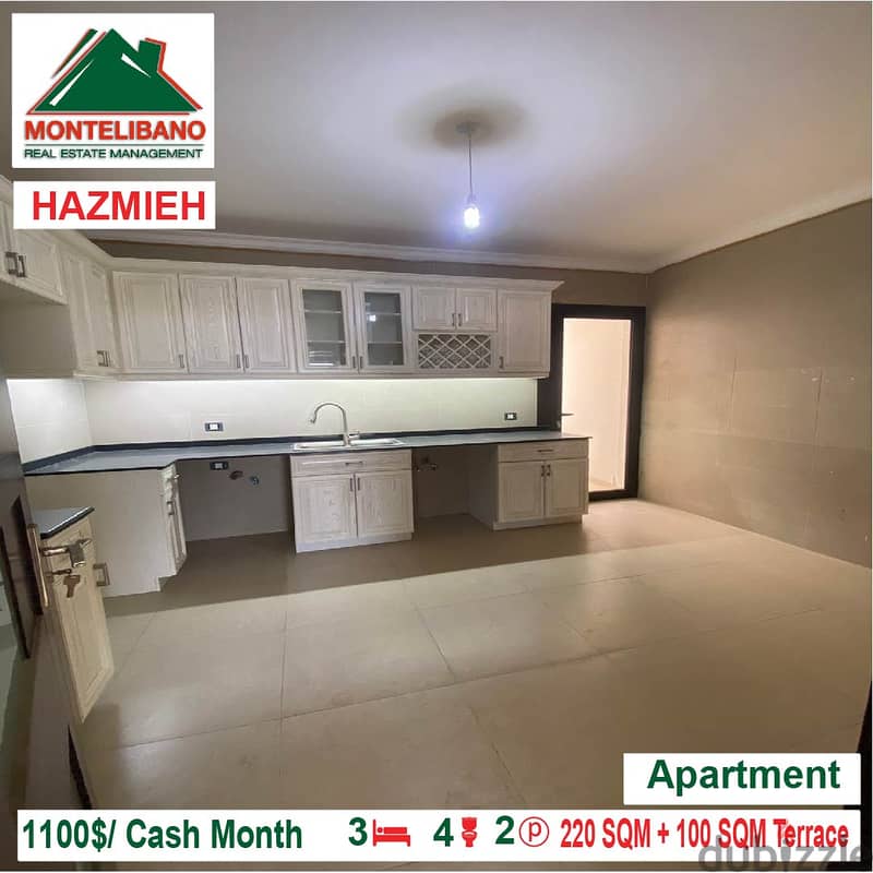 1100$/Cash Month!! Apartment for rent in Hazmieh!! 3