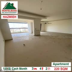 1000$/Cash Month!! Apartment for rent in Hazmieh!! 0