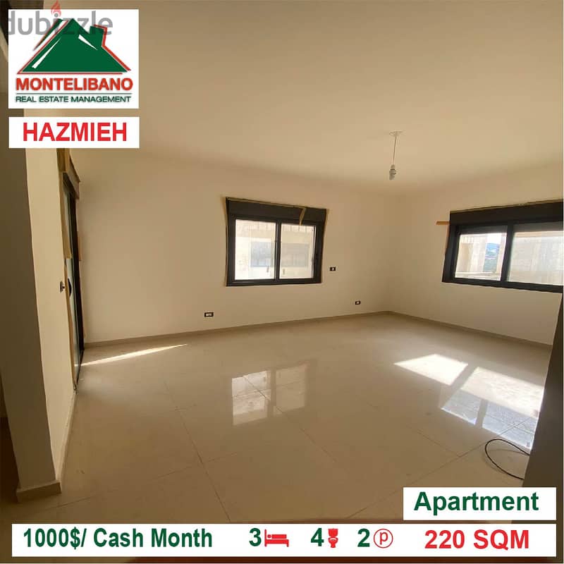 1000$/Cash Month!! Apartment for rent in Hazmieh!! 1