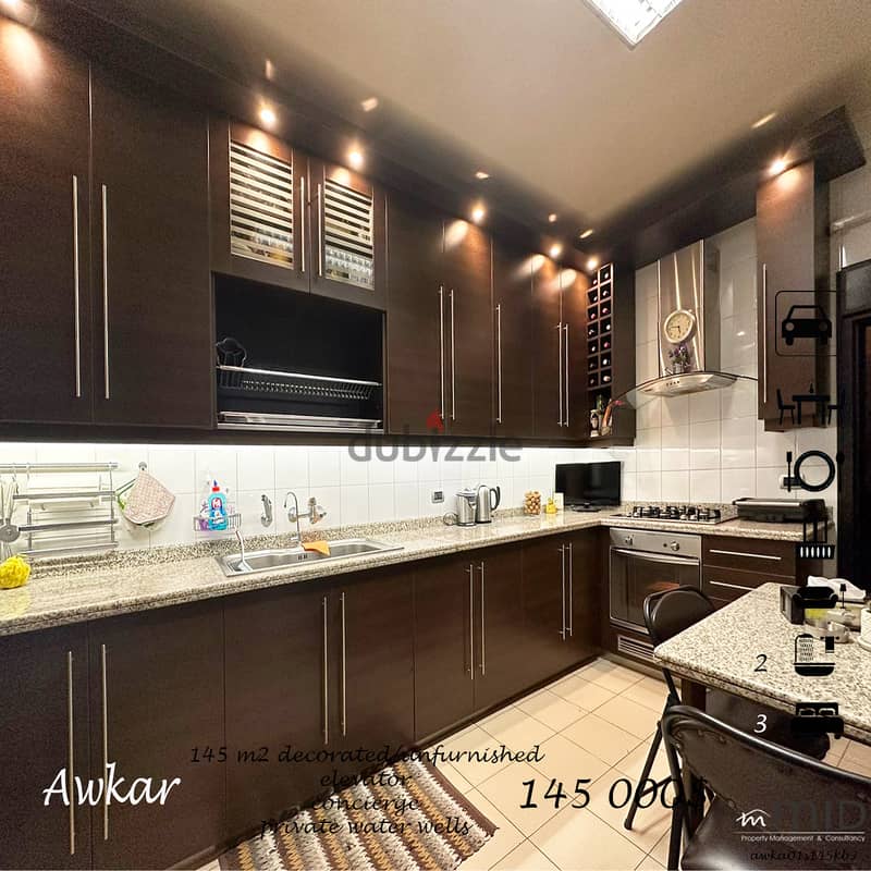 Awkar | Decorated 3 Bedrooms Apart | Excellent Building Condition 0