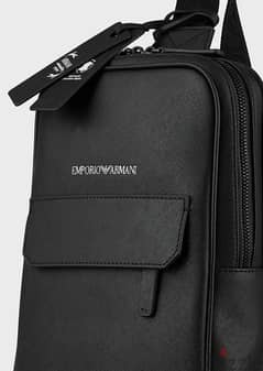 EMPORIO ARMANI - leather single-strap backpack black