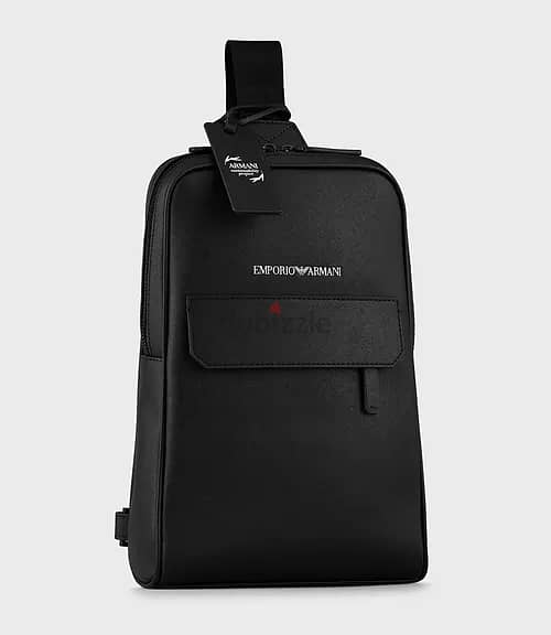 EMPORIO ARMANI - leather single-strap backpack black 1