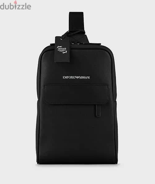 EMPORIO ARMANI - leather single-strap backpack black 5