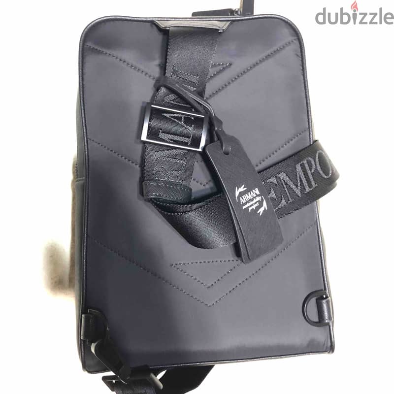 EMPORIO ARMANI - leather single-strap backpack black 4