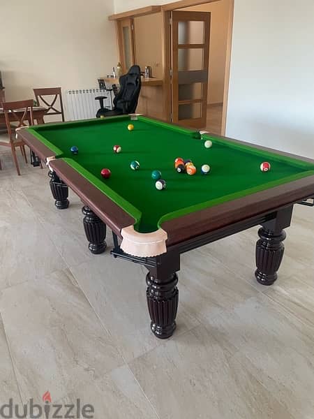 Stone Pool table carving wood 2
