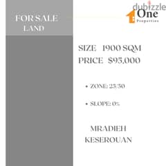 LAND FOR SALE in MRADIEH/KESEROUAN.