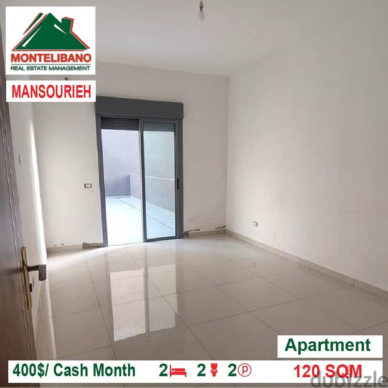 400$/Cash Month!! Apartment for rent in Mansourieh!! 2