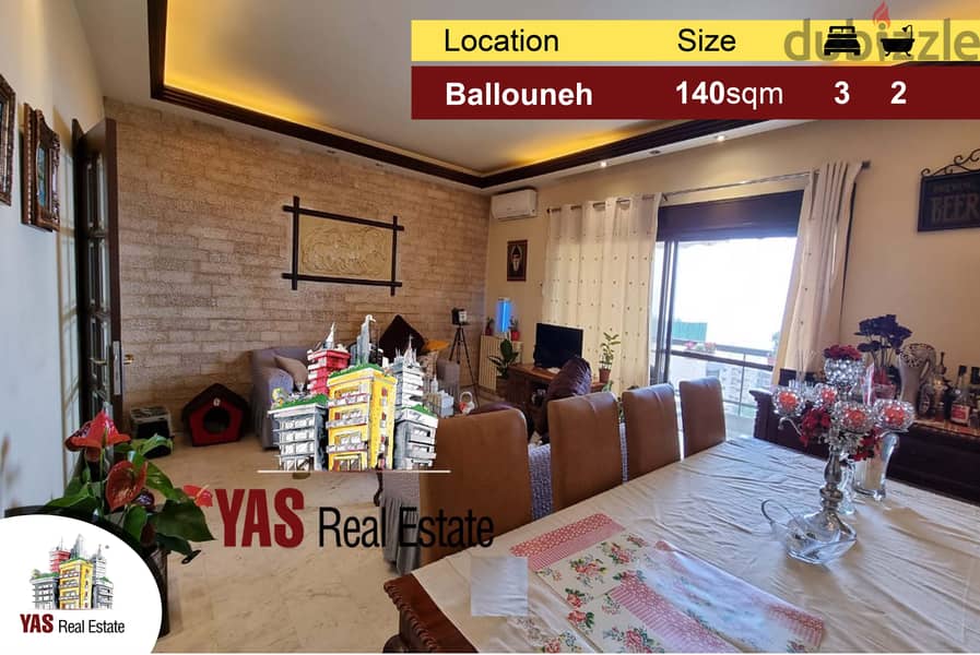 Ballouneh 140m2 | Panoramic View | Upgraded | Excellent Condition | 0