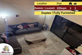 Baabda/Louaizeh 220m2 | Duplex | Fully Furnished | Unblock-able View | 0