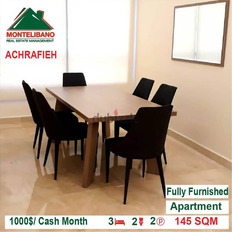 1000$/Cash Month!! Apartment for rent in Achrafieh!! 1