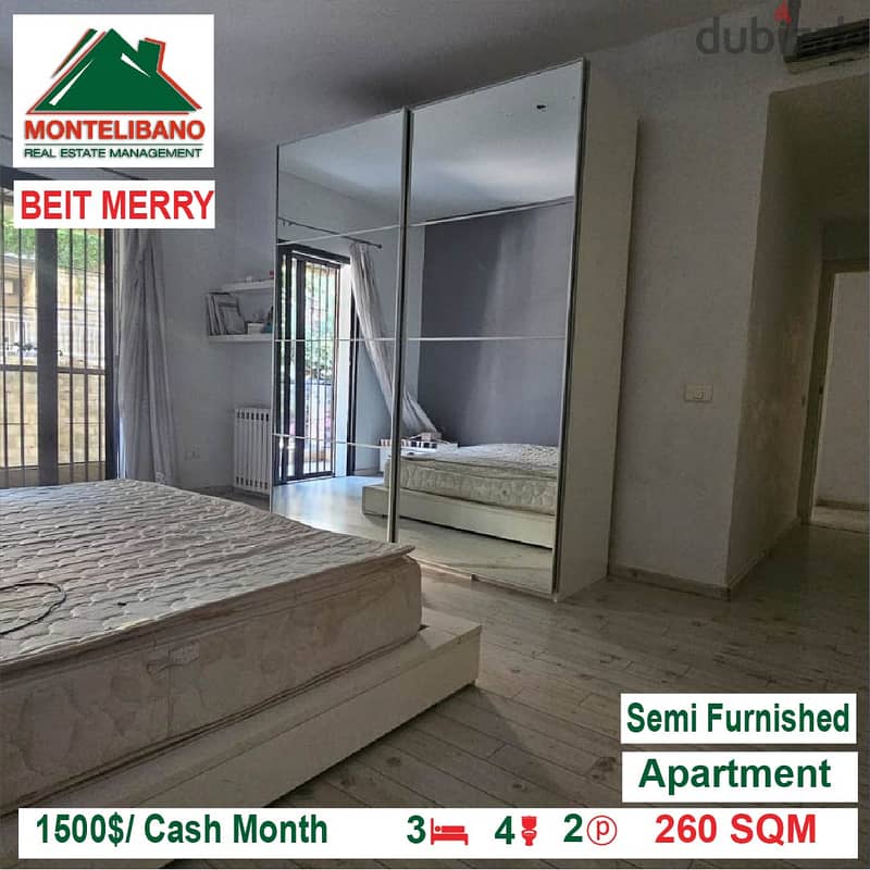 1500$/Cash Month!! Apartment for rent in Beit Mery!! 4