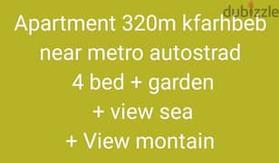 apartment kfarhbeb 4 bed + garden terac + view sea near autostrad
