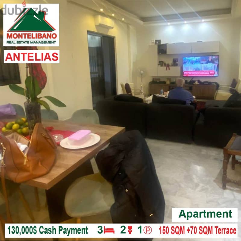 130,000$ Cash Payment!! Apartment for sale in Antelias!! 1