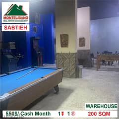 550$/Cash Month!! WareHouse for rent in Sabtieh!! 0