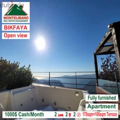 Fully furnished and open view apartment for rent in BIKFAYA!!!