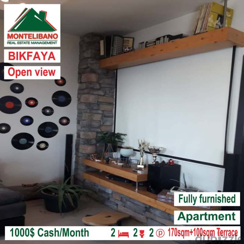 Fully furnished and open view apartment for rent in BIKFAYA!!! 2