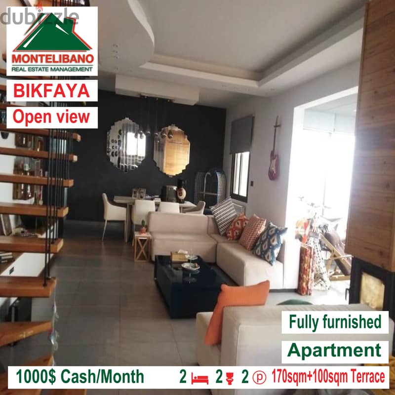 Fully furnished and open view apartment for rent in BIKFAYA!!! 3
