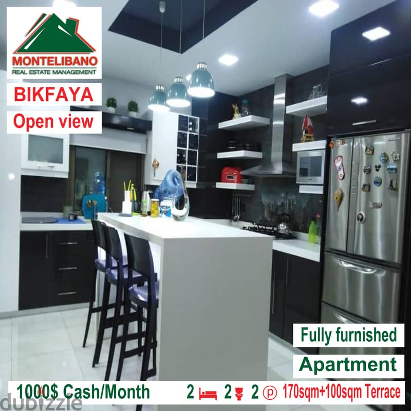 Fully furnished and open view apartment for rent in BIKFAYA!!! 4