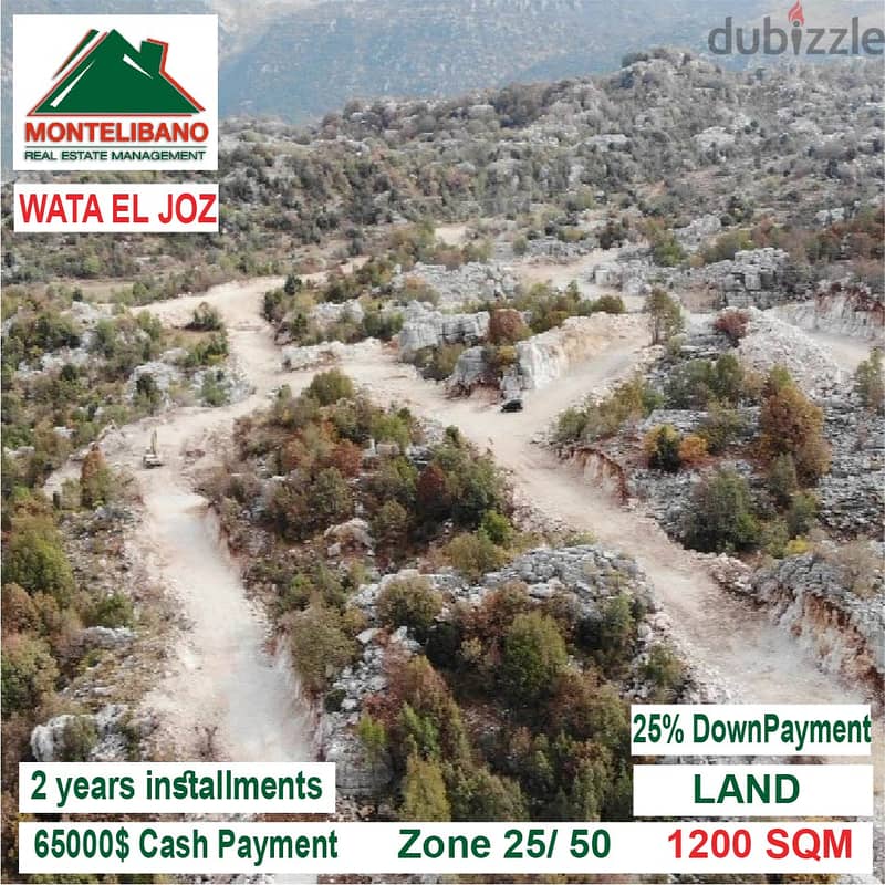 65000$ Cash Payment!! Land for sale in Wata El Joz!! 1