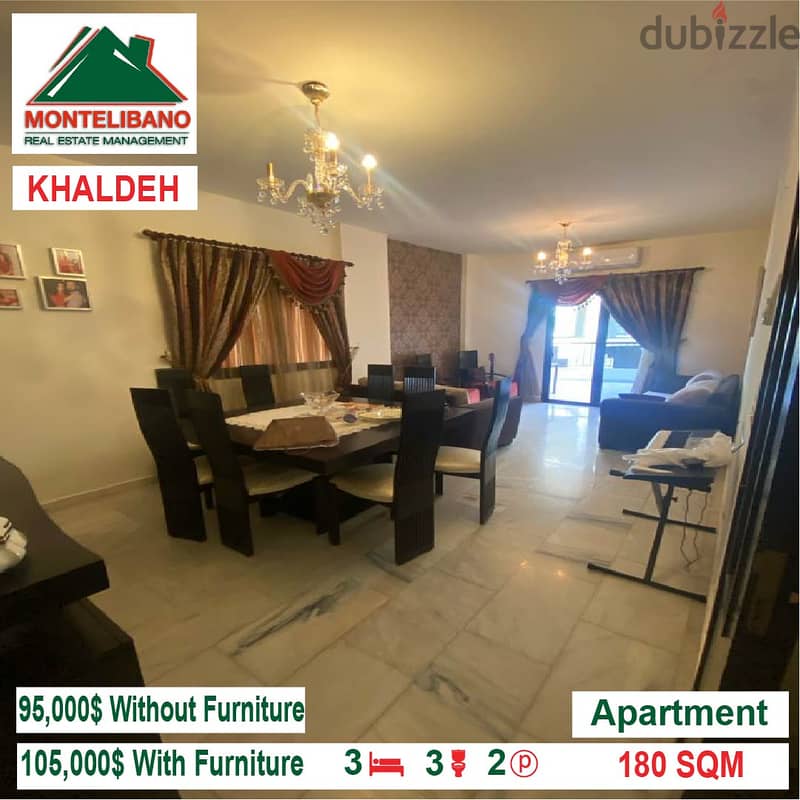 95,000$ Cash Payment!! Apartment for sale in Khaldeh!! 1