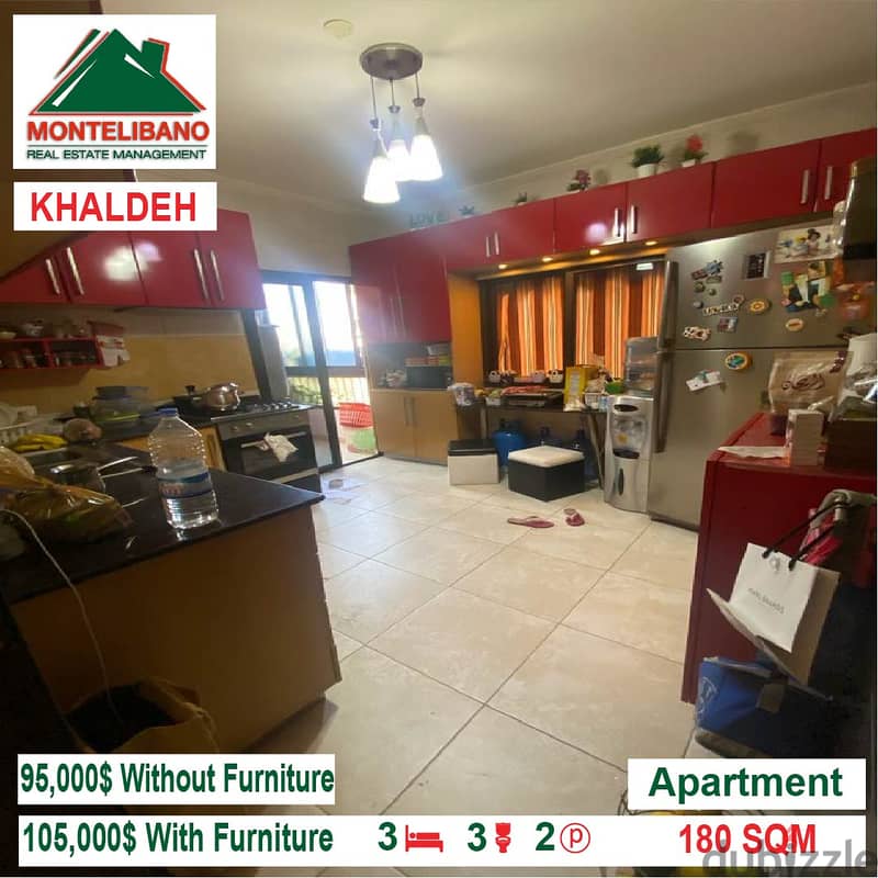 95,000$ Cash Payment!! Apartment for sale in Khaldeh!! 3