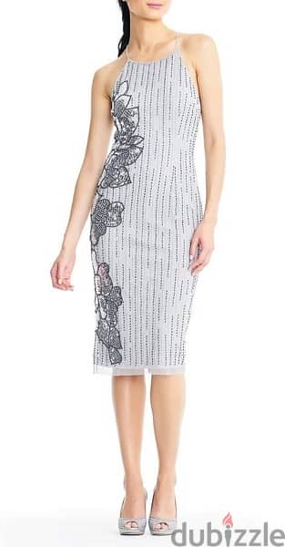 evening maxi gray dress spaghetti straps فستان سهرة 2